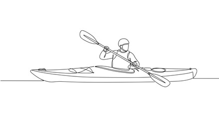 Person kayaking on a calm water background in a minimalist style  
