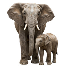 Majestic African elephant and calf powerful bond dark background stunning detail intense gaze