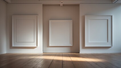 Gallery hall showcasing a vacant frame