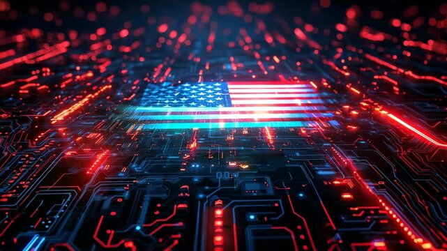 USA Digital Innovation Technology and Cyber Security Circuit Board - Powered by Adobe