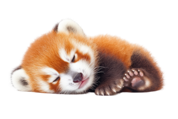 Adorable red panda cub sleeping
