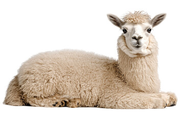 Fototapeta premium Cream-colored llama lying down