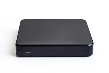 Fototapeta premium Sleek black external hard drive portable storage solution for digital files simple design USB