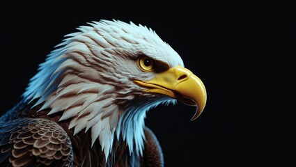 Obraz premium Bald eagle displayed on black