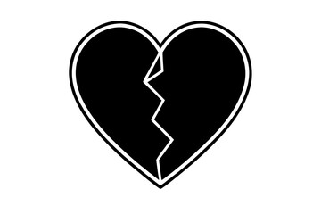 Broken Heart icon vector silhouette illustration isolated on white background