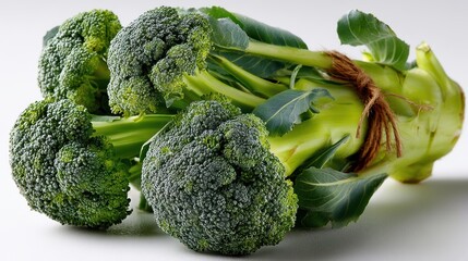 a fresh bunch of broccoli on a white isolated background, green and healthy look