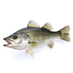 Fototapeta premium Largemouth Bass on White Background isolated on white background