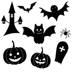 Cute Halloween elements vector illustration.
