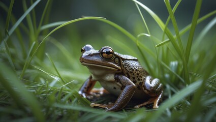 Obraz premium a frog among the grass