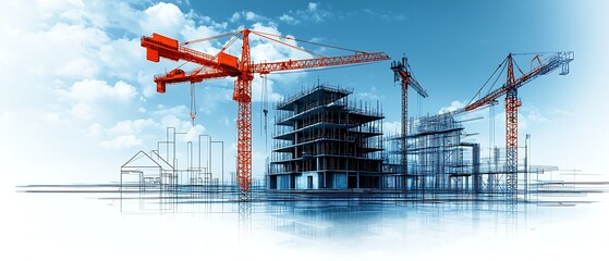 Construction site with cranes and building under construction (1)