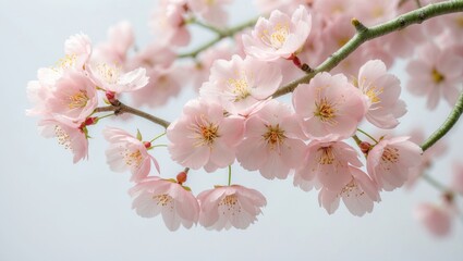 White background featuring a tree branch with blossoms