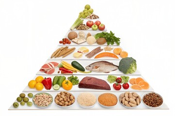 Colorful Food Pyramid Display Featuring Balanced Nutrition and Food Groups