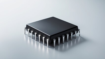 8-pin microchip isolated against a white surface