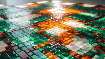 Abstract fractal pattern in digital form featuring a colorful mosaic tile texture