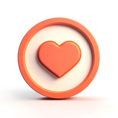  Icon in a circle 3D heart love icon isolated on white background