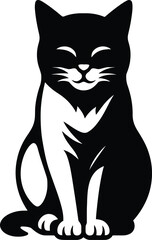 Cute Cat Silhouette Vector for Print and Design, Minimal Cat Silhouette Art for Branding.