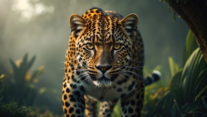 Fototapeta premium The rare Javan leopard, third subspecies of leopards.