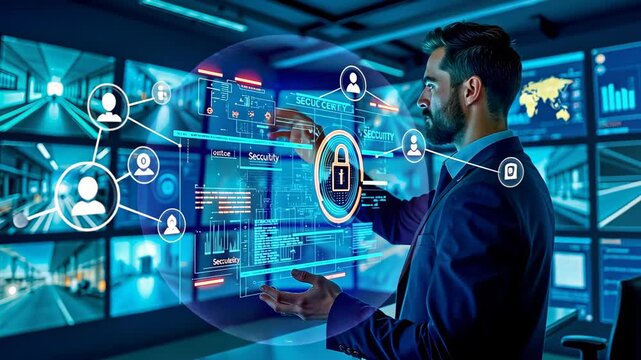 Security terminal, access control, network monitoring. Data encryption. Cameras capture unauthorized entry. Servers ensure stable connections. Encryption boosts data safety.