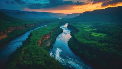 Fototapeta premium Waterfall and Rapids on an African River