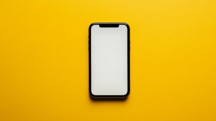 Striking contrast, classic black and white telephone on a vibrant yellow background