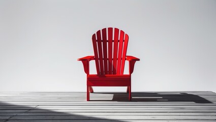 Fototapeta premium A single red chair on a dock with a white background
