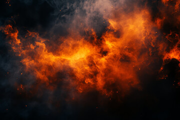 Fototapeta premium captivating nebula background featuring dark and mysterious hues, with vibrant orange flames and swirling smoke creating intense and dramatic atmosphere
