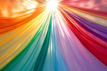 Obraz premium vibrant array of colorful light beams radiates through flowing fabric, creating stunning visual display. interplay of colors evokes sense of joy and wonder