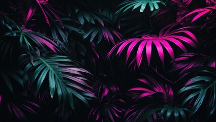 Tropical leaves set against a dark background