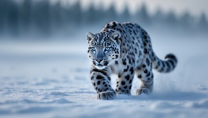 Fototapeta premium The Tactics of the Snow Leopard