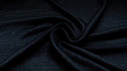 Black fabric texture with a black background