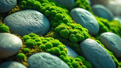 A close inspection of a decorative surface primarily adorned with stones