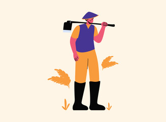 set of an Profession Farmer Character Illustration