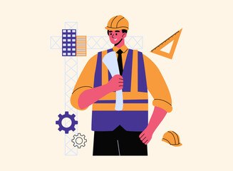 set of an Profession Engineer Character Illustration