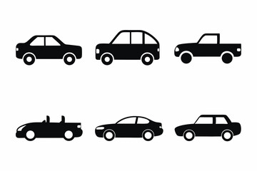 set of Car icon vector silhouette illustration isolated on white background