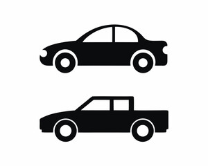 Fototapeta premium Car icon vector silhouette illustration isolated on white background
