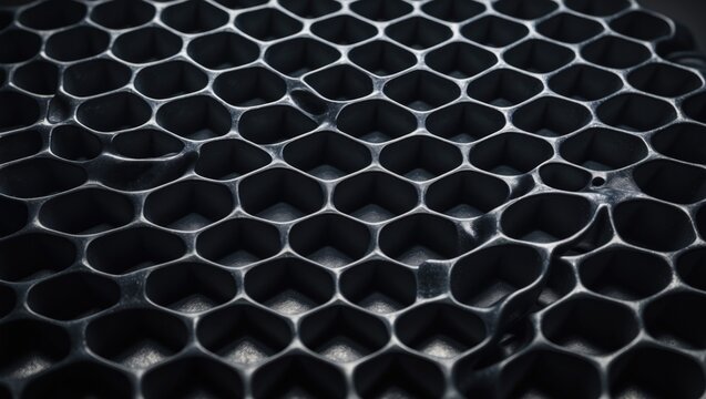 Black metallic mesh abstract texture pattern as background, including an industrial setting, a musical column speaker, and space for text