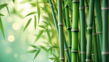 Bamboo and Bamboos Forest with Growing Border Design and Text Area â€“ Wide Angle Banner