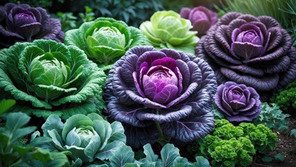 Display of Ornamental Kale and Cabbage varieties