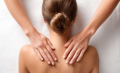 Fototapeta premium A woman embodying health and beauty is rejuvenated at a spa, symbolizing recreation, energy, wellness, massage, and healing