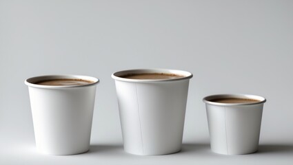 A trio of paper cups filled with coffee