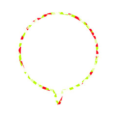 ステンドグラス風吹き出し　三角形模様　丸形の下向き