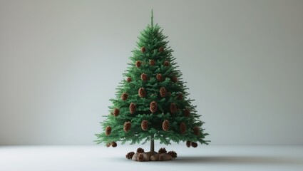 Festive Christmas tree featuring pinecones