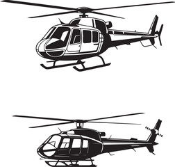Flat Helicopter Icon Collection