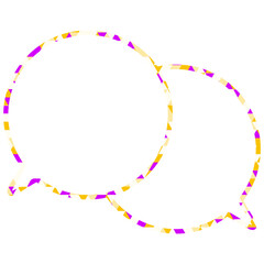 ステンドグラス風吹き出し　三角形模様　重なる会話
