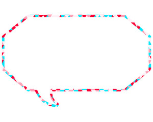 ステンドグラス風吹き出し　三角形模様　細長い八角形