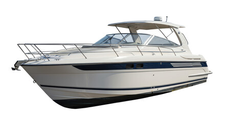 Isolated Sleek White Motorboat on Calm Waters