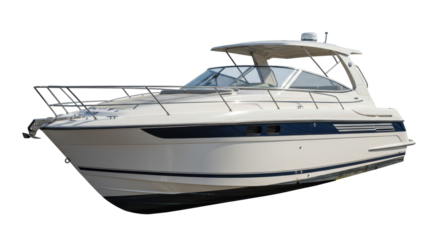Isolated Sleek White Motorboat on Calm Waters