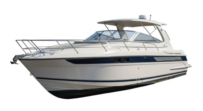 Isolated Sleek White Motorboat on Calm Waters