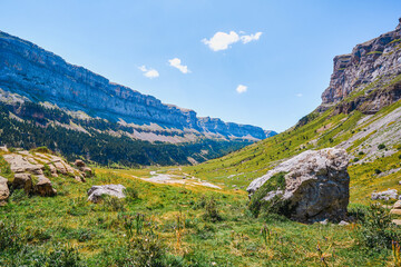 Ordesa valley in Pyrenees. Ordesa y Monte Perdido National Park, Huesca, Aragon comunity, Spain