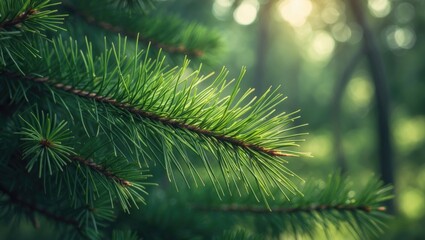 Obraz premium The summer scent of pine needles is vibrant, seemingly dancing in the sunlight